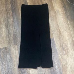 ZARA black knit ribbed midi skirt